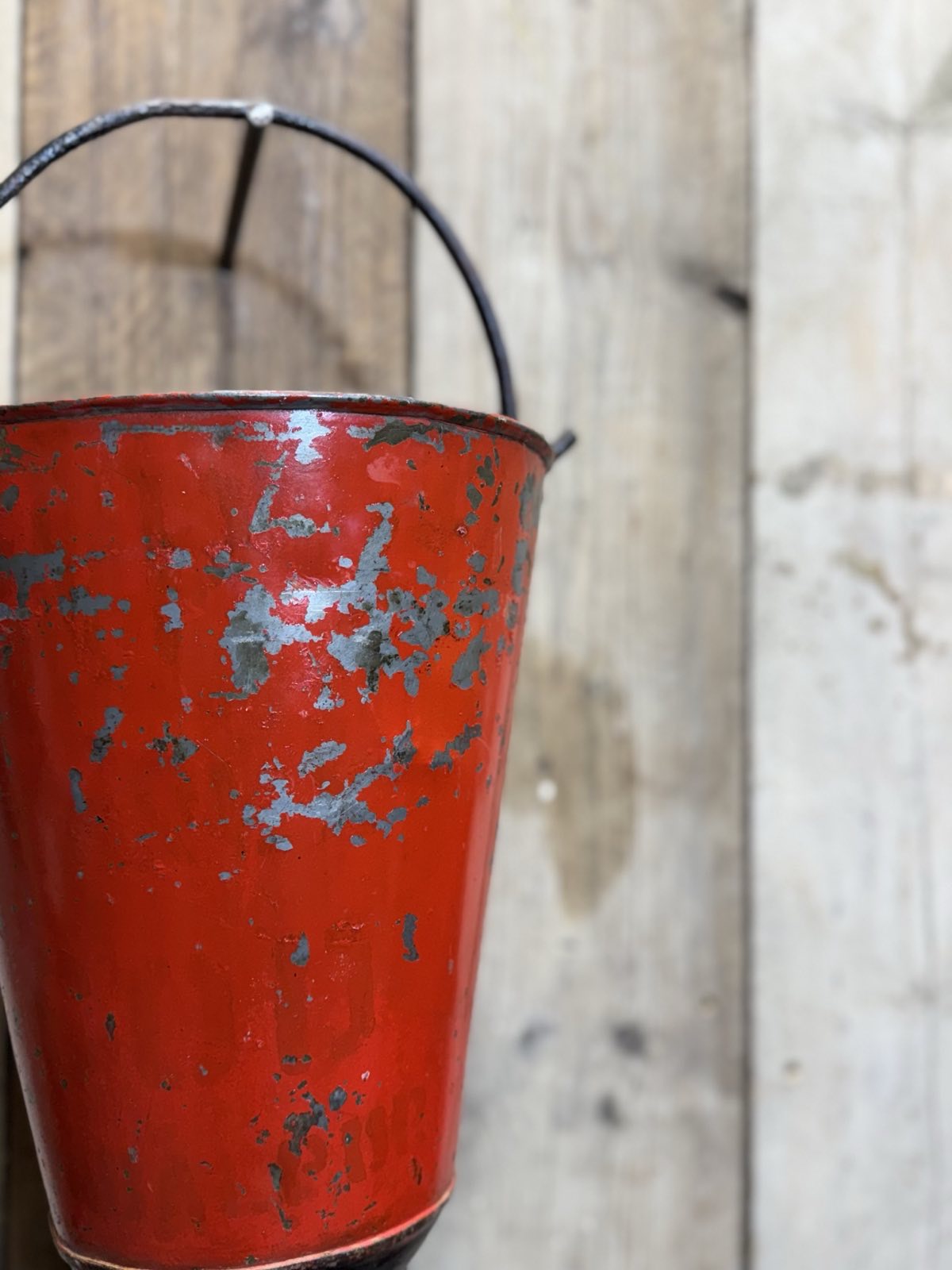Vintage Galvanised Hanging Fire Bucket Hanging Basket / Plant Pot Planter Pail C