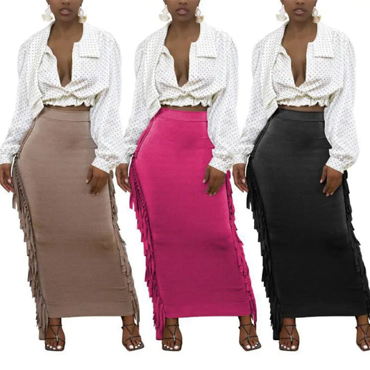 Women's Designer Tassel Long Skirt