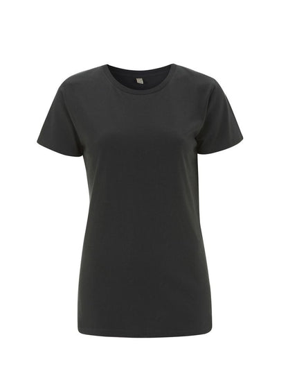 Size guide for luxury women's organic cotton essential t-shirts in multiple sizes.