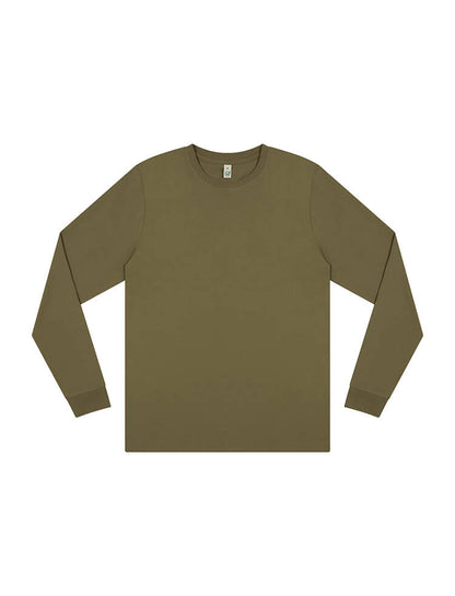 Flat lay of the Organic Cotton Relaxed Fit Long Sleeve Tee, featuring soft, breathable fabric ideal for comfortable and stylish everyday wear.