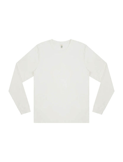 Stylish unisex relaxed fit tee made from medium weight knit organic cotton, highlighting its clean drape and timeless design.