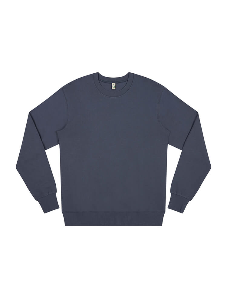 Model wearing the Classic Organic Cotton Faded Sweatshirt, demonstrating its timeless relaxed fit and sophisticated style.