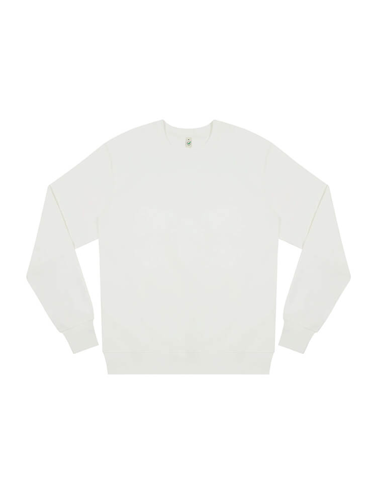 Versatile heavy-weight organic cotton sweatshirt in a fashionable faded hue, ideal for both casual and upscale outfits.