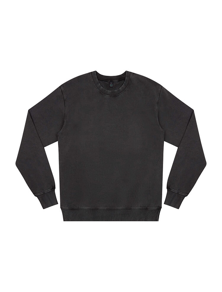 Luxurious heavyweight organic cotton faded sweatshirt in a classic crew-neck design, perfect for a relaxed yet sophisticated look.