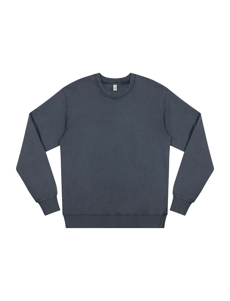 Elegant styling of the faded crew-neck sweatshirt featuring ribbed cuffs and hem, ideal for effortless layering and added comfort.