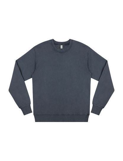 Elegant styling of the faded crew-neck sweatshirt featuring ribbed cuffs and hem, ideal for effortless layering and added comfort.