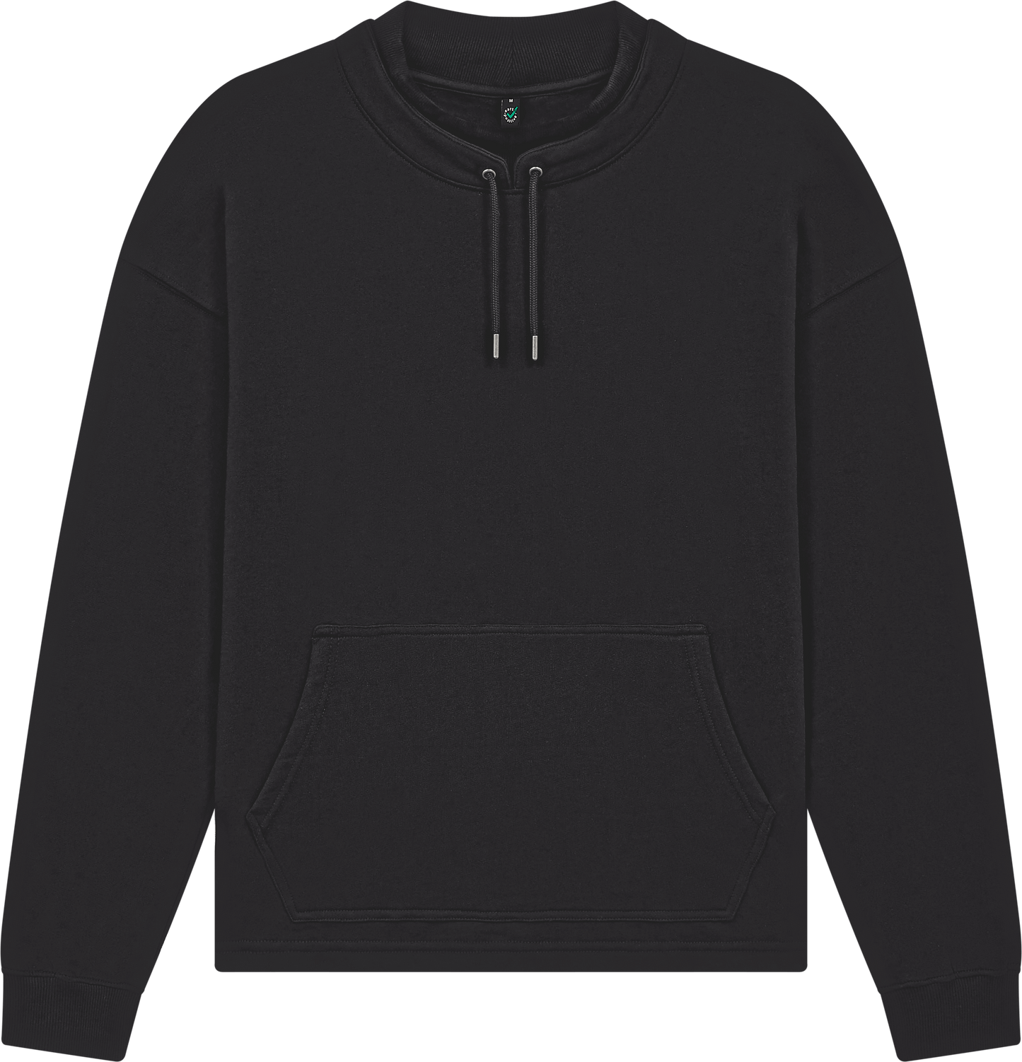 Lifestyle shot of the unisex Organic Cotton Mock Neck Sweatshirt, embodying modern comfort and sophisticated fashion for everyday wear.