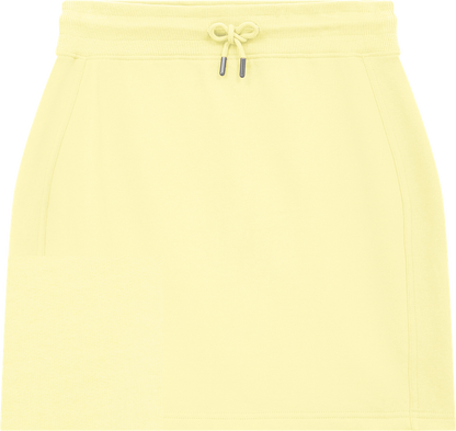 Close-up of the soft fabric texture of an organic cotton sweat skirt, highlighting comfort and eco-friendly materials.