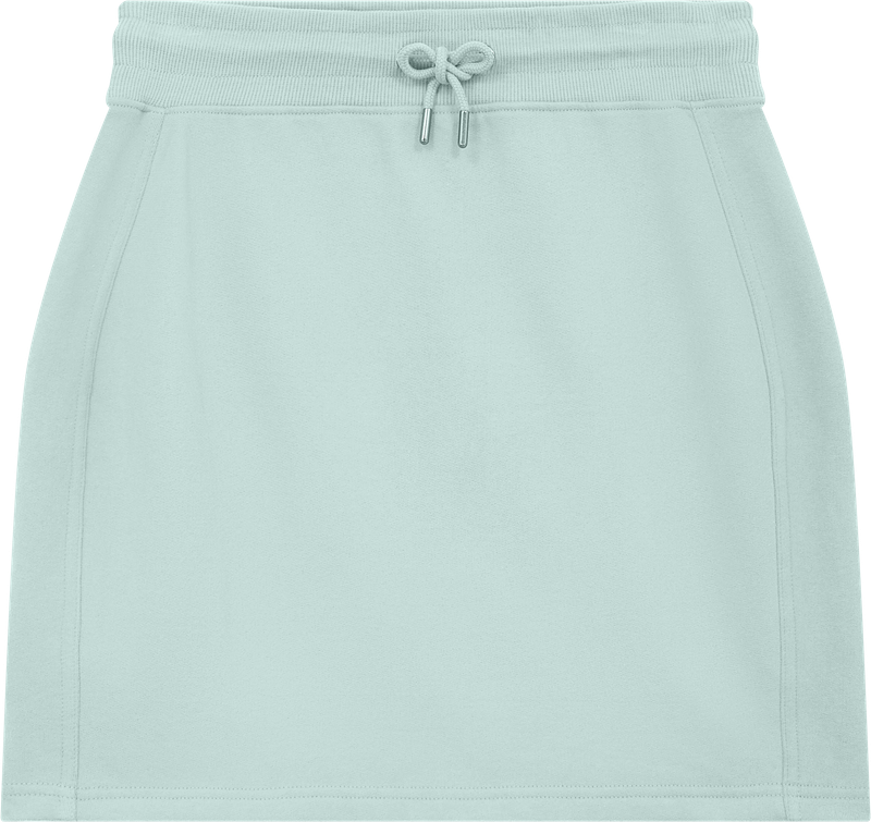 Stylish organic sweat skirt demonstrating casual elegance in a chic lifestyle setting.