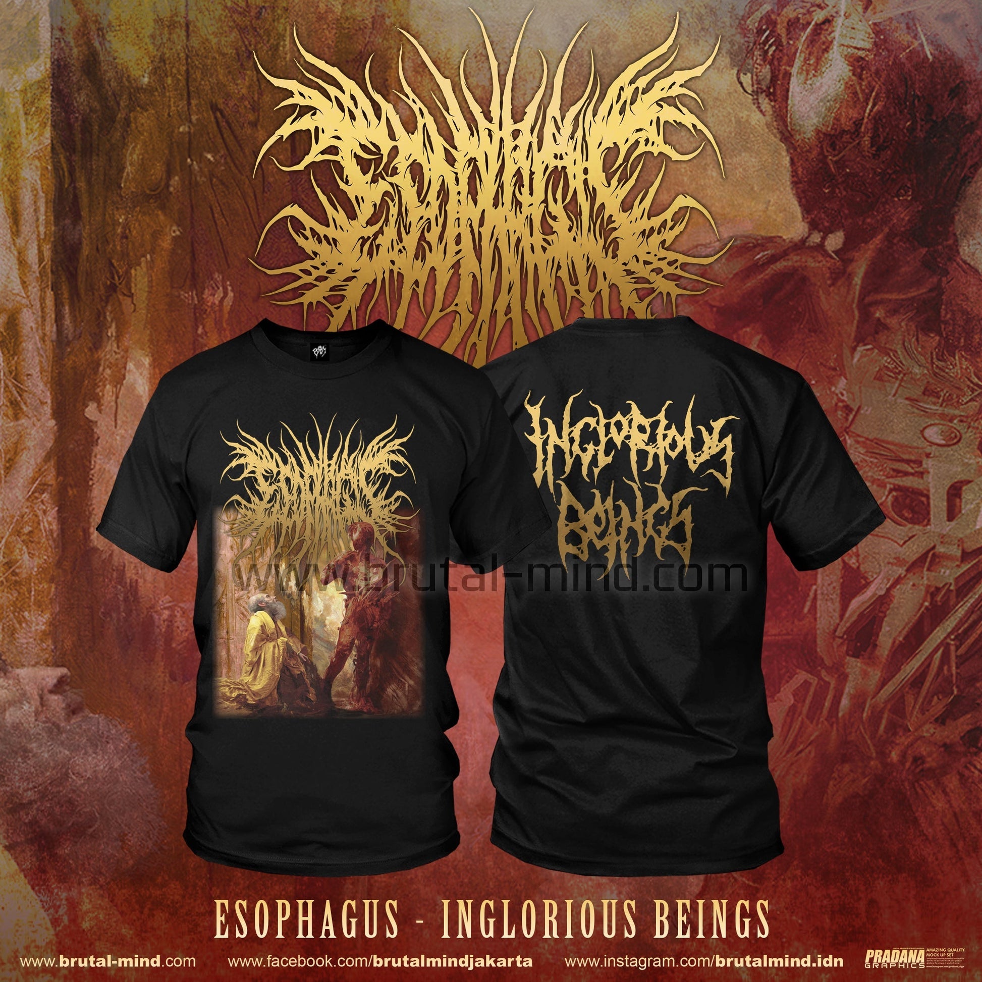 Stylish Esophagus - Inglorious Being T-Shirt designed by Rancid Offal Records, showcasing luxurious fabric and artistic flair for a refined look.
