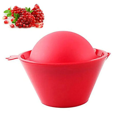 An elegant red pomegranate seed removal bowl, designed with refined lines, perfect for mess-free extraction of juicy seeds and enhancing your culinary experience.