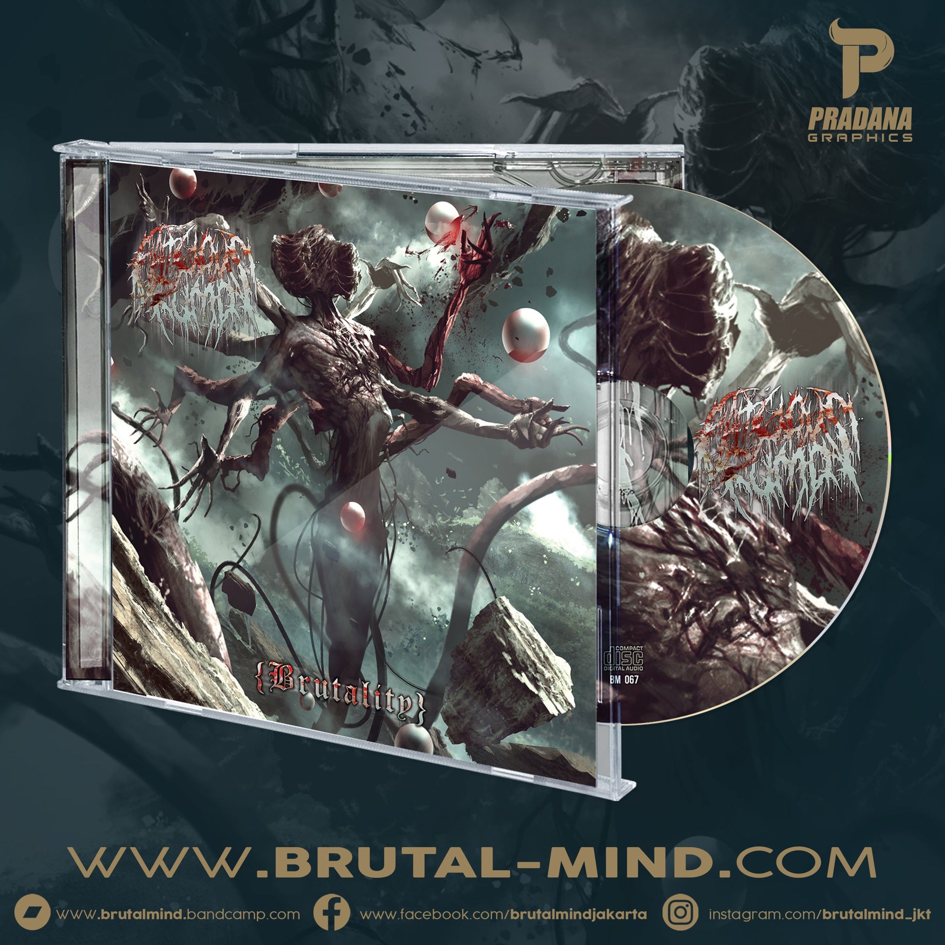 Fatuous Rump Brutality CD cover art from Rancid Offal Records, featuring a striking design that embodies the essence of death metal, perfect for collectors and enthusiasts.