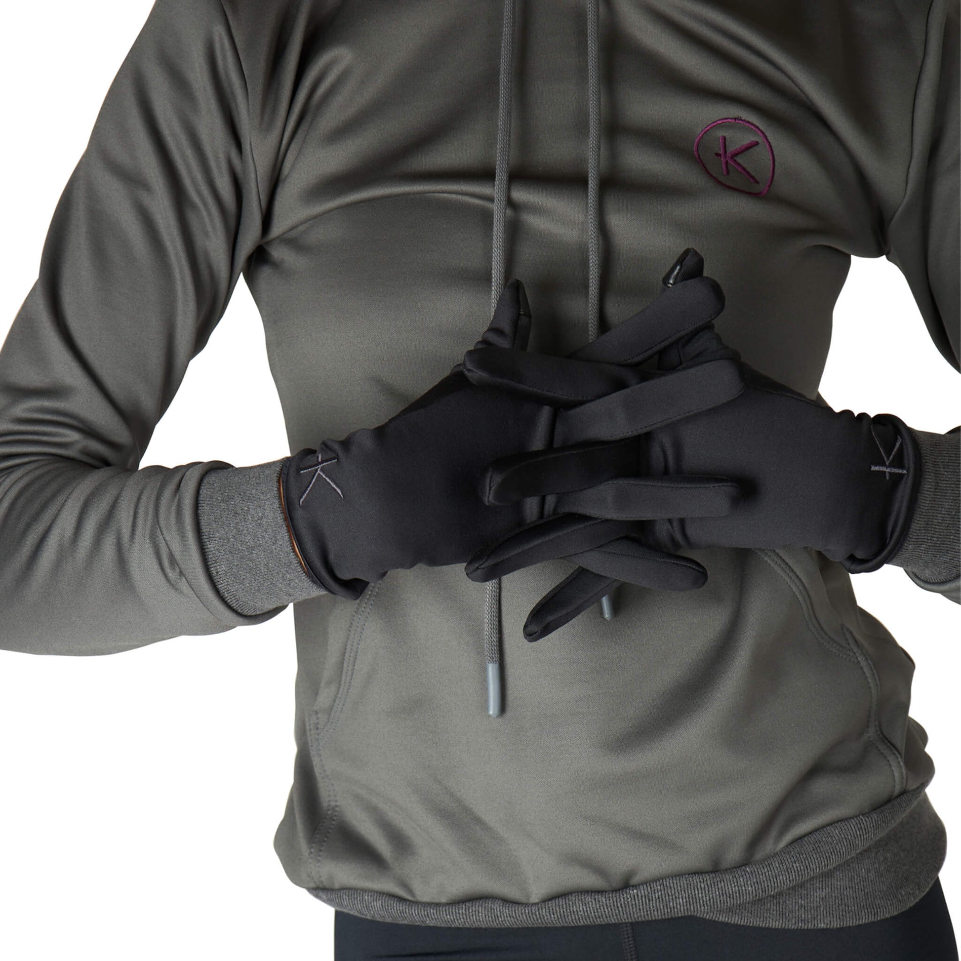 KYMIRA Infrared Fleece Gloves accentuating extended wrist design for a refined fit and prevention of cold drafts.