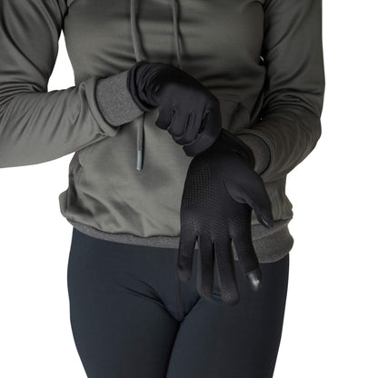 Luxurious KYMIRA Infrared Fleece Gloves displaying their silicon microdot grip technology for superior handling and durability during outdoor activities.