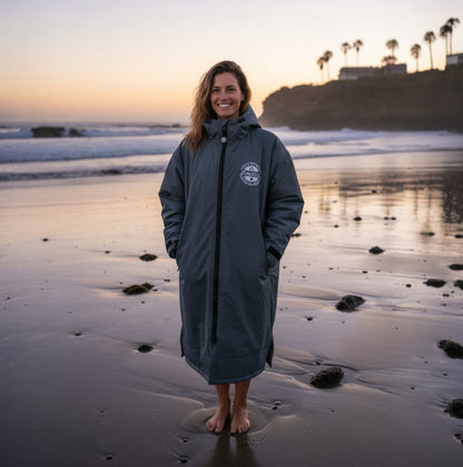 Innovative design of the FatStick Changing Robe showcasing its double zip feature, allowing easy access for changing while providing stylish functionality, ideal for beach-goers and water sports enthusiasts.