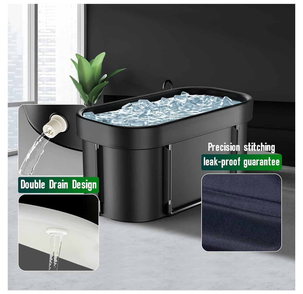 Close-up view of FatStick Ice Bath's ergonomic design and premium finish, embodying luxury and functionality for the ultimate wellness experience.