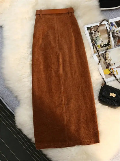 Stylish image of the Women's Corduroy Skirt from Dazzling Dreams Studio, highlighting its versatile design suitable for both casual and formal occasions.