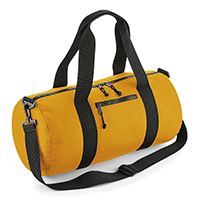 Luxurious Eco-Friendly 20L Recycled Barrel Bag with adjustable shoulder strap, showcasing its sleek design and sturdy webbing carry handles.
