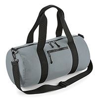 Elegant Eco-Friendly 20L Recycled Barrel Bag displayed with zippered main compartment and detachable adjustable shoulder strap, emphasising its modern functionality.