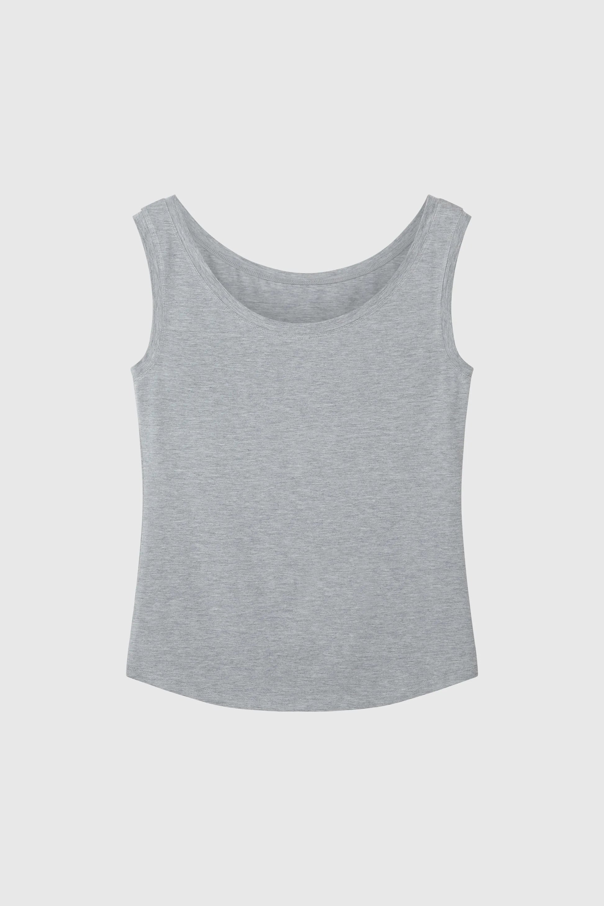 Close-up of Women's Sleeveless Micro Modal Vest Top, highlighting the premium quality micro modal fabric and irritation-free branded hem labels.