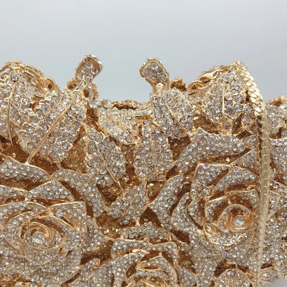 Chic and glamorous evening clutch purse made from premium metallic leather, suitable for complementing elegant outfits.