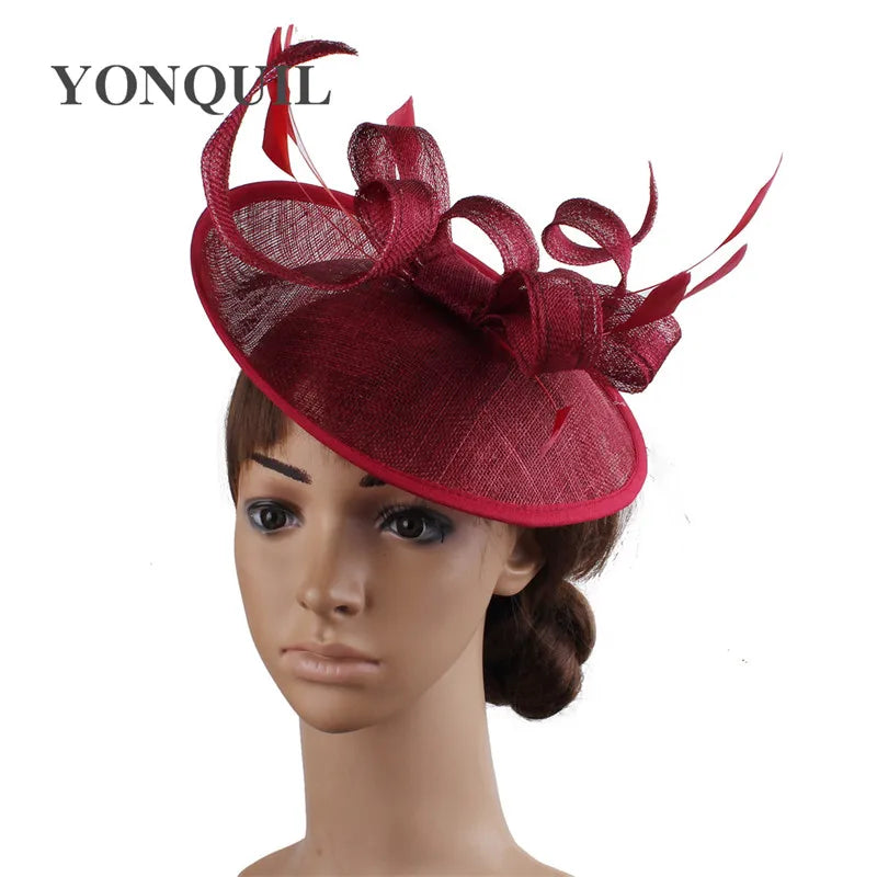 Chic women's headband-style fascinator elegantly adorned with delicate linen, perfect accessory for cocktail parties and special occasions.