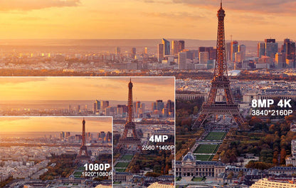 8MP 4K IP camera showcasing high-definition outdoor surveillance with audio features, perfect for home security.