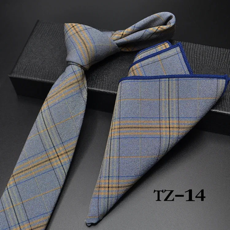 Versatile navy red necktie styled with a classy pocket square, designed for modern gentlemen.