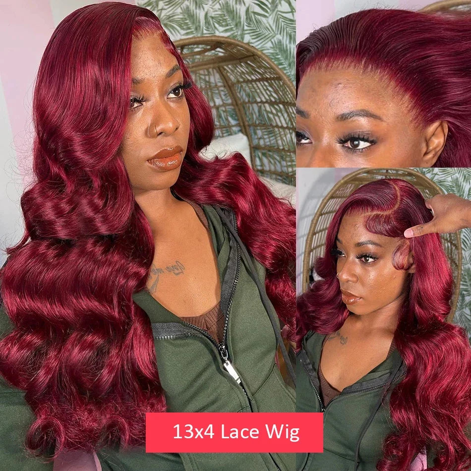 Luxury 34 inch Brazilian virgin human hair wig in body wave style with a glueless 13x4 HD lace frontal, showcasing natural shine and softness.