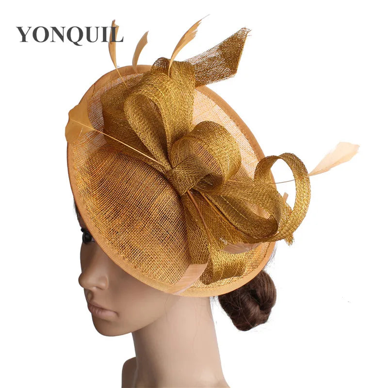 Stunning sinamay fascinator hat with intricate detailing, designed for sophisticated ladies attending formal events and celebrations.