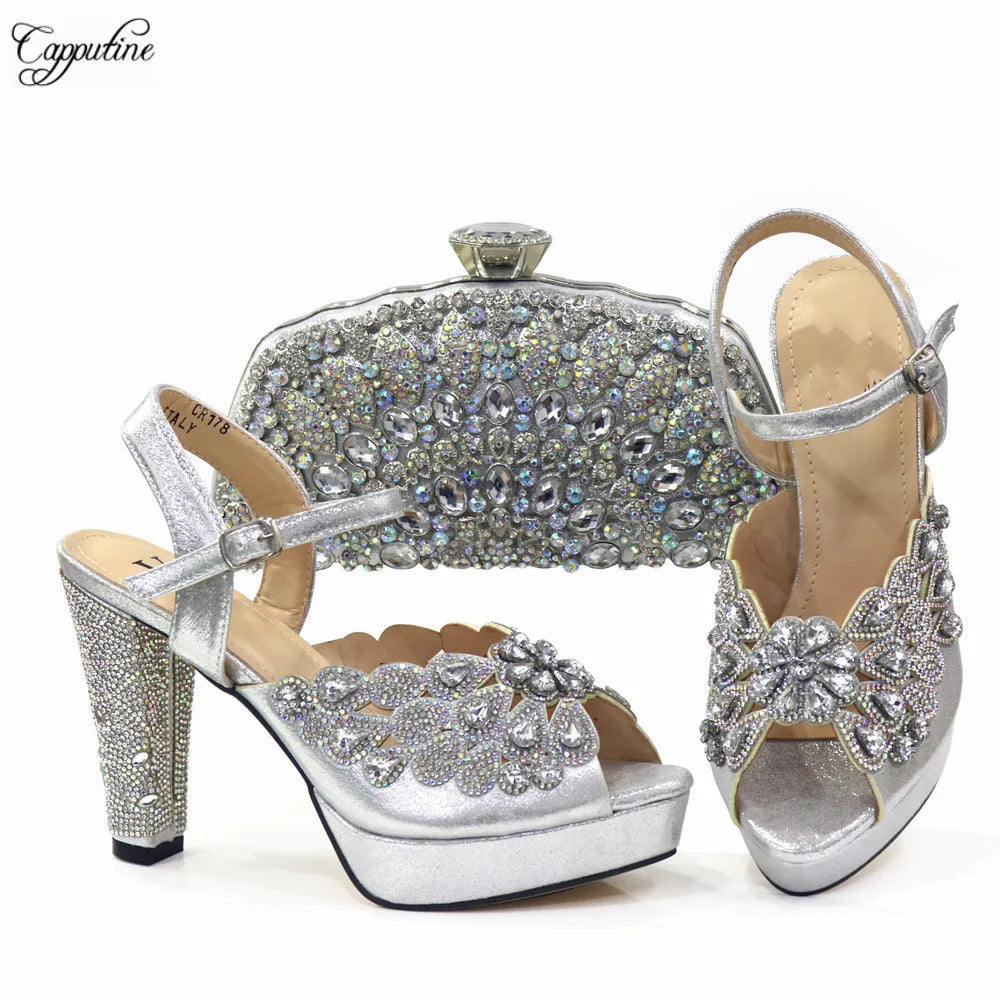 Enthralling view of luxury gold high heels, highlighting their exquisite design and craftsmanship suitable for upscale gatherings.