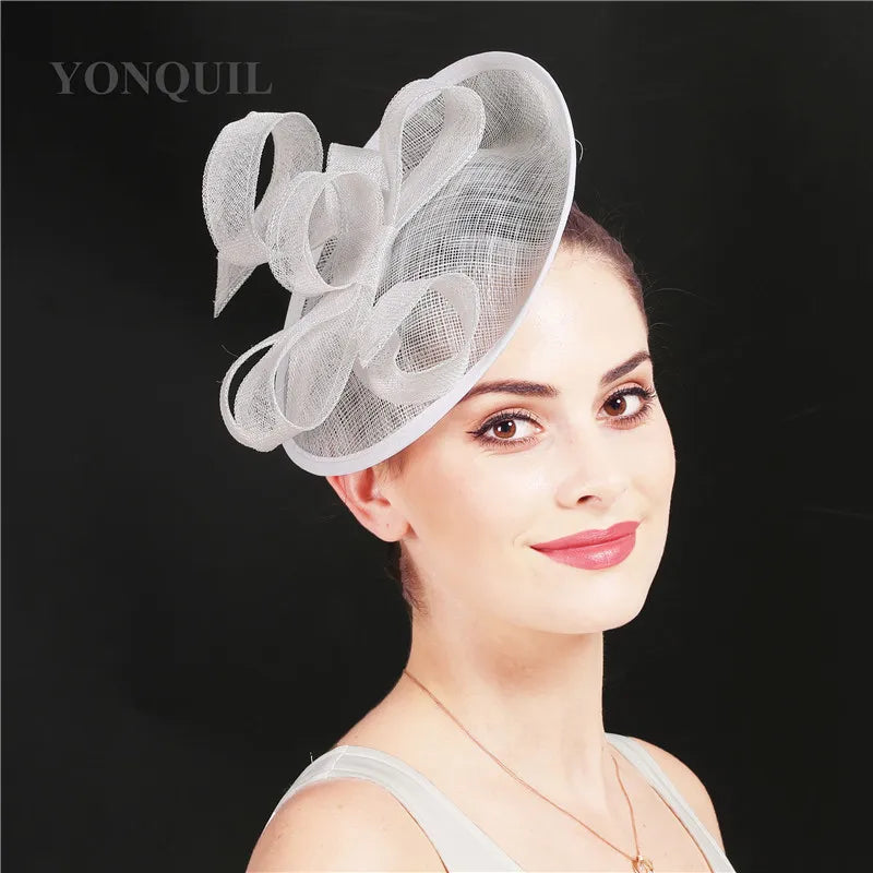A stunning sinamay hat displayed elegantly, showcasing its fashion-forward design for special occasions.