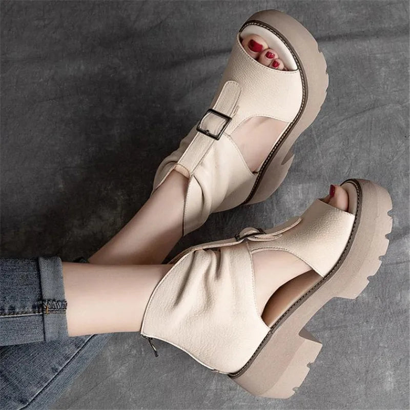 Luxurious women's gladiator sandals featuring a solid split leather upper, ideal for summer wear and elevating any casual outfit.