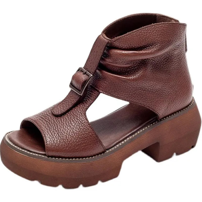 Exquisite Gladiator Sandals for Women, featuring a chic zip closure and luxurious cow suede lining.