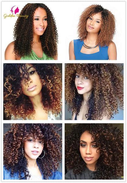 Elegant 12-inch Afro Kinky Twist Crochet Braids in Ombre, showcasing rich texture and vibrant colour by Golden Beauty.