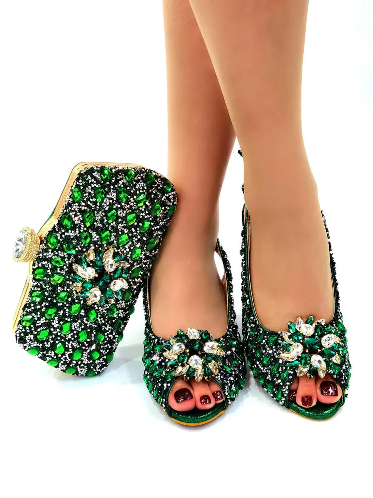 Exclusive ladies Italian leather shoe and bag set, showcasing fashionable design and exquisite craftsmanship.