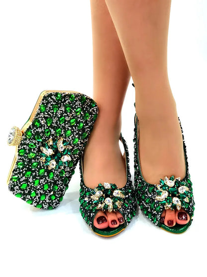 Exclusive ladies Italian leather shoe and bag set, showcasing fashionable design and exquisite craftsmanship.