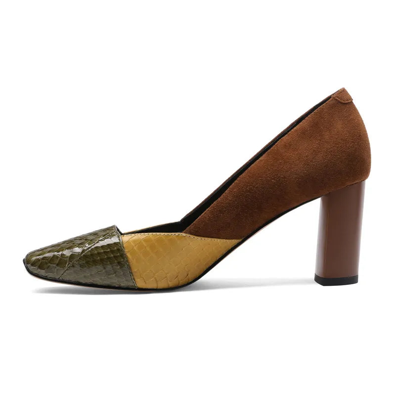 Premium quality ANNYMOLI square toe pumps for women, made from kid suede, designed for comfort and elegance at parties, available in sizes 34-39.