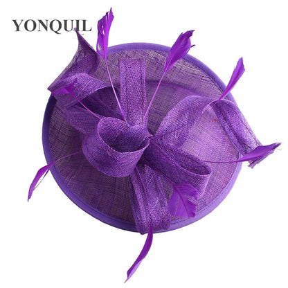 Elegant women's sinamay church hat in ivory, perfect for weddings and special occasions, featuring a stunning fascinator design with a luxurious headband.