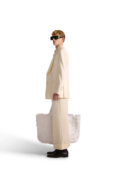 Luxury oversized faux fur shoulder bag by Helen Anthony, featuring internal zips and multiple pockets, perfect for stylish organisation.