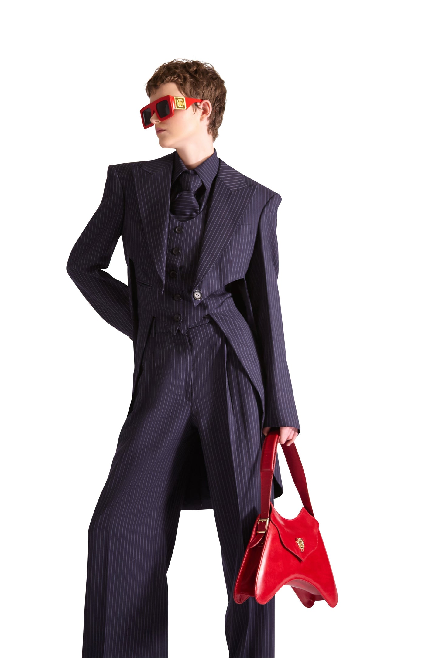 Luxury calfskin leather small shoulder bag with exclusive monogram logo and gold metalware, crafted in Italy.