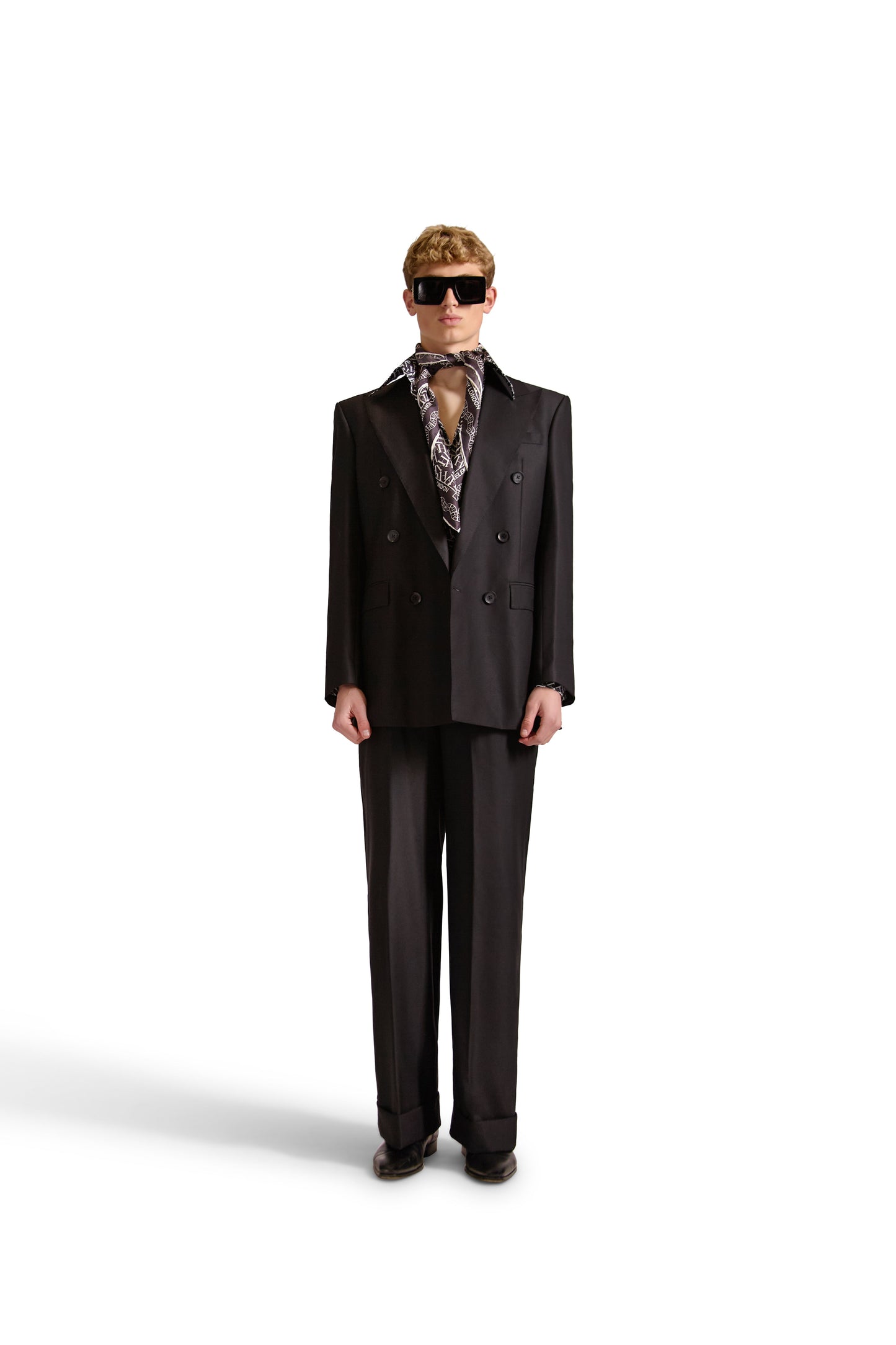 Exclusive monogram initial tailored shirt by Helen Anthony, crafted in woven fabric with a sophisticated pointed collar and long sleeves, embodying Italian craftsmanship. Perfect for elegant occasions.