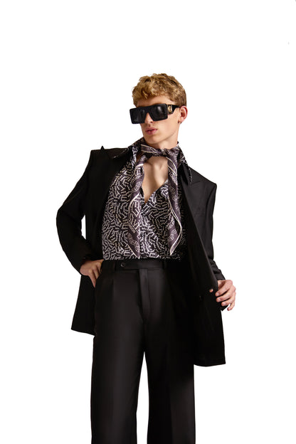 Exclusive Monogram Initial Tailored Shirt in Woven Fabric - Long Sleeve, Pointed Collar, Made in Italy