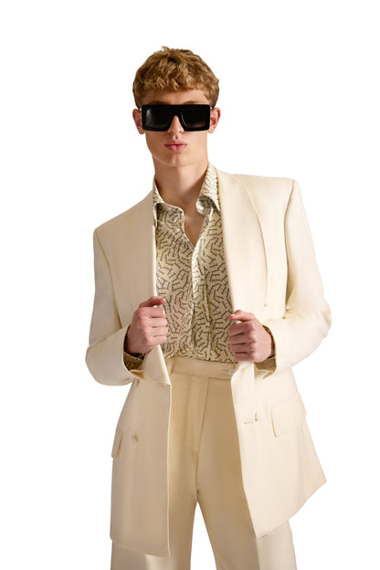 Exclusive Initial Monogram Tailored Fit Shirt in Premium Knitted Fabric - Long Sleeve, Made in Italy