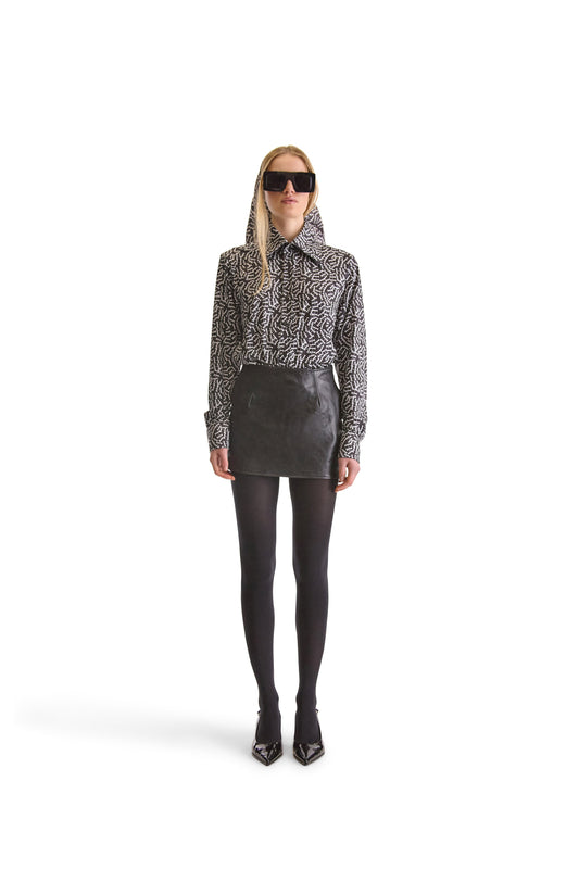 Luxury tailored fit initial monogram print woven shirt with pointed collar, showcasing exquisite Italian craftsmanship.