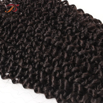 Sophisticated display of curly human hair extensions, crafted from 100% Indian Remy for a natural and stylish look.