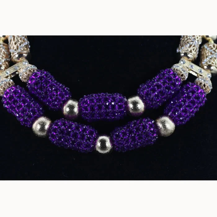 Beautiful 8-inch bracelet from the luxury women's jewelry set, showcasing intricate design and fashionable purple crystals.