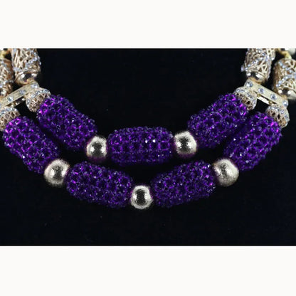 Beautiful 8-inch bracelet from the luxury women's jewelry set, showcasing intricate design and fashionable purple crystals.