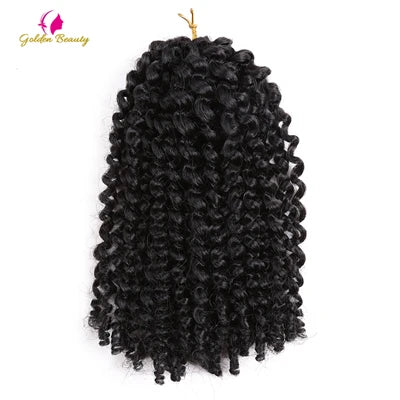 12 inch Afro Kinky Twist Crochet Braids by Golden Beauty in an impressive ombre finish, perfect for creating bold and stylish looks with ease.
