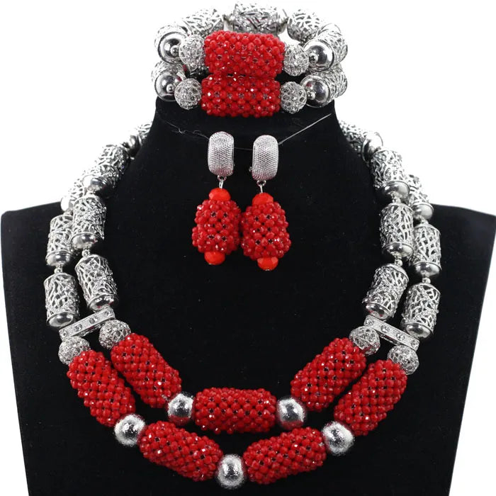 Complete luxury purple 3-piece jewelry set including stud earrings, an 18-inch necklace, and an 8-inch bracelet, embodying trendy Nigerian style and perfect for women's fashion.